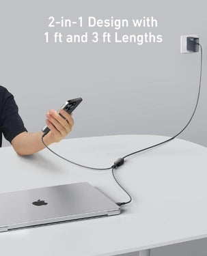 Anker 2-in-1 USB C to USB C Cable 140W Max | 4ft | Fast Charging | Flexible and Tough | 480 mbps Data Transfer Rate | A8895H11 - Black Anker 2-in-1 USB C to USB C Cable 140W Max | 4ft | Fast Charging | Flexible and Tough | 480 mbps Data Transfer Rate | A8895H11 - Black